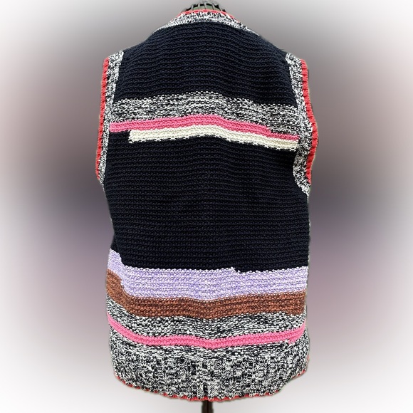 ME+EM Colorblock Stripe Knit Sleeveless Sweater Vest Size L - Picture 4 of 12